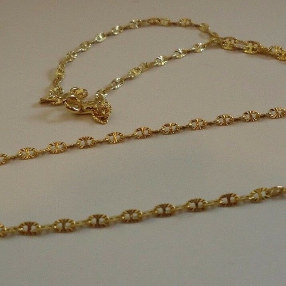 Italian Necklace 18" Solid 18K Yellow Gold over Real 925 Sterling Silver - Picture 4 of 5